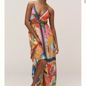 Farm Rio Sleeveless V-Neck Cutout A-Line Maxi Dress (worn once)